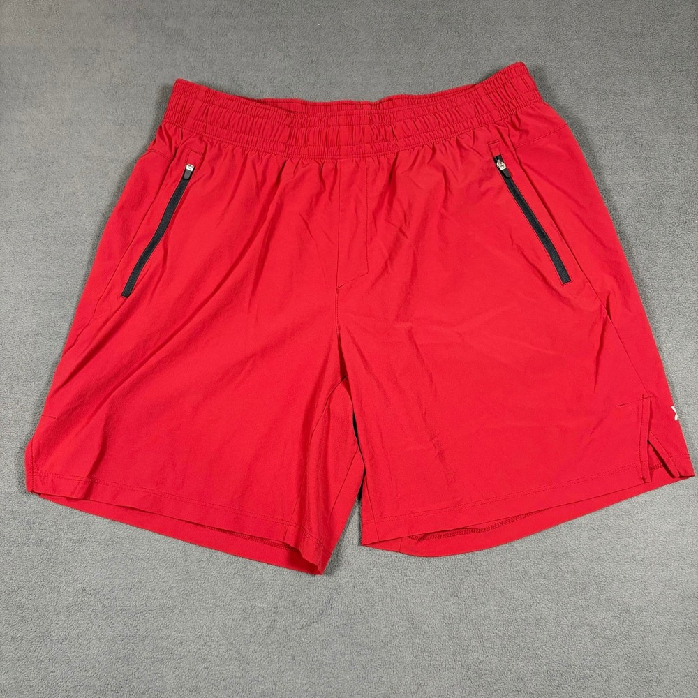 All in Motion Shorts Mens Size M Red Athletic Zipper Pockets Stretch